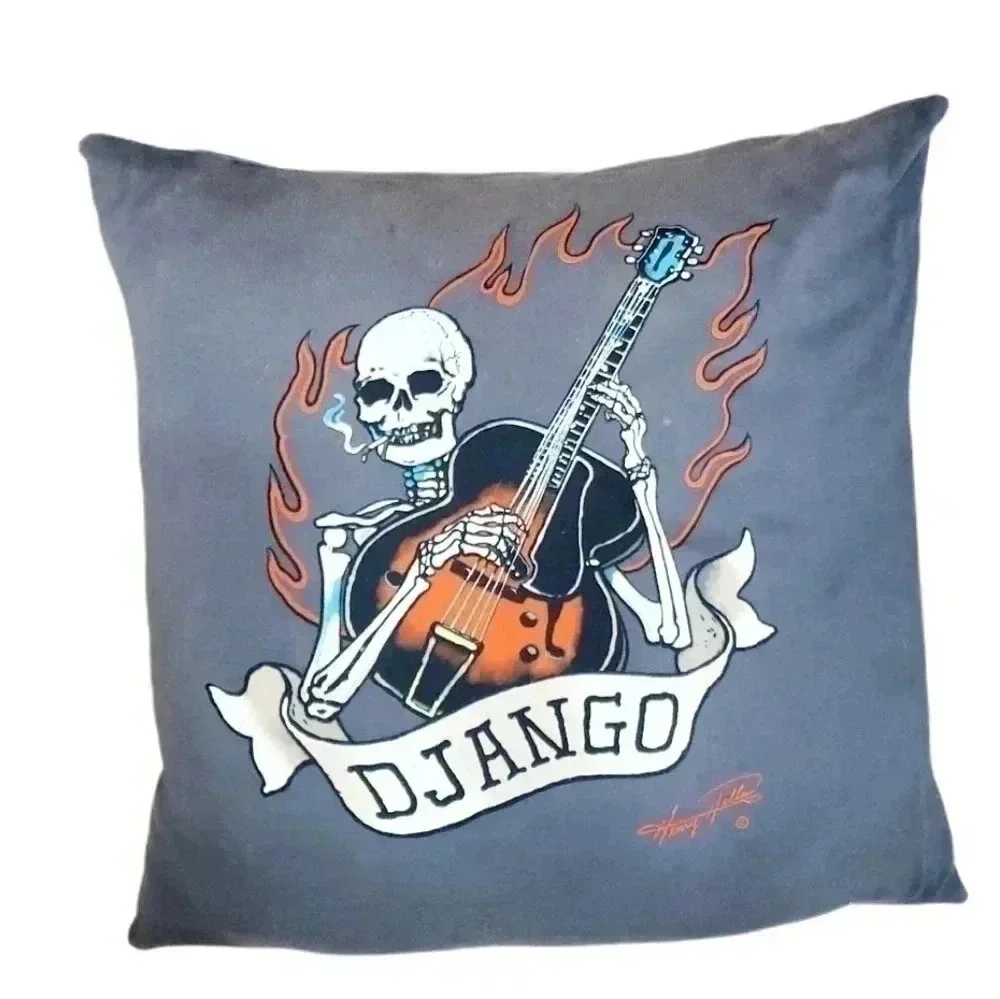 DJANGO Smoking skull print Throw pillow